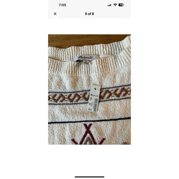 Madewell Womans Embroidered Reseda Pullover Sweater in Eggshell Size Lg NEW/Tags - Picture 5 of 8
